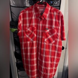 DIXXON Red Plaid Casual Button Down Shirt